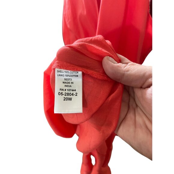 Jessica London Cotton Faux Wrap Dress Melon Size 20W Summer Boho Vacation Beach - Picture 4 of 14